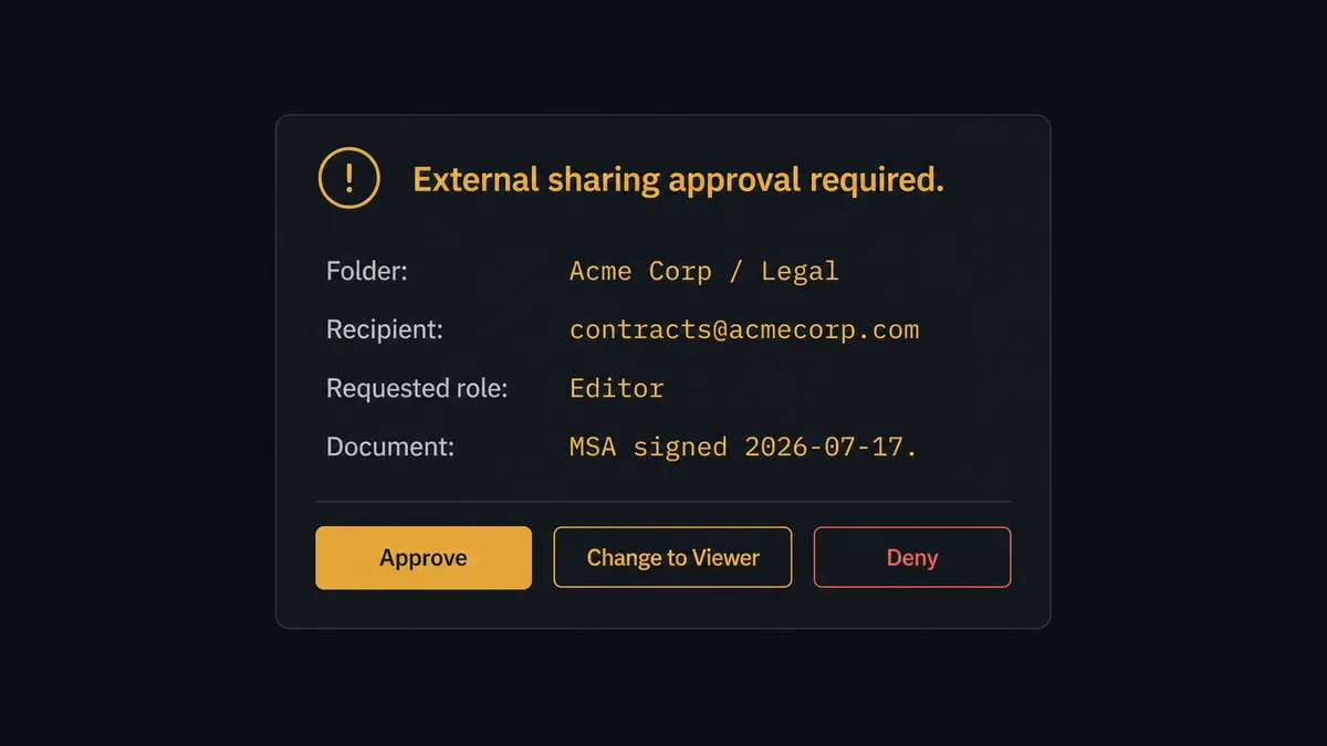 Dark Slack decision card on a #0C0E12 background