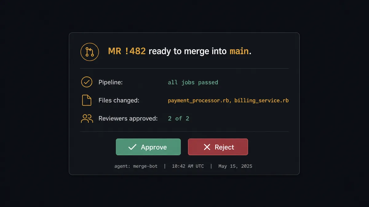 Dark Slack message card on #0C0E12 background