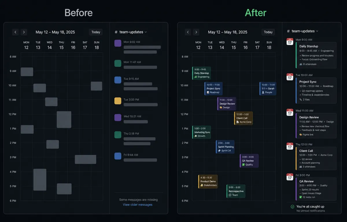 A split-panel composition on dark background