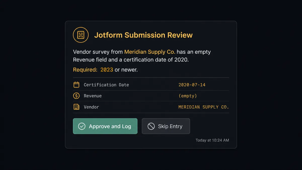Dark Slack-style notification card