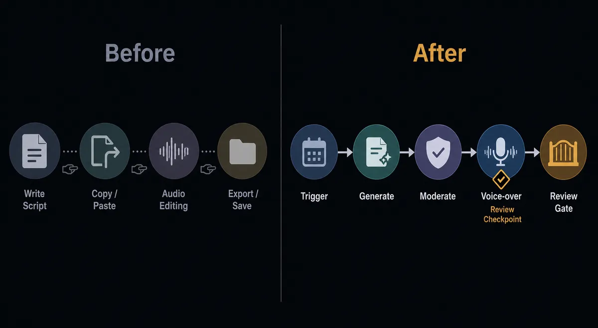 A before/after split composition on a dark background