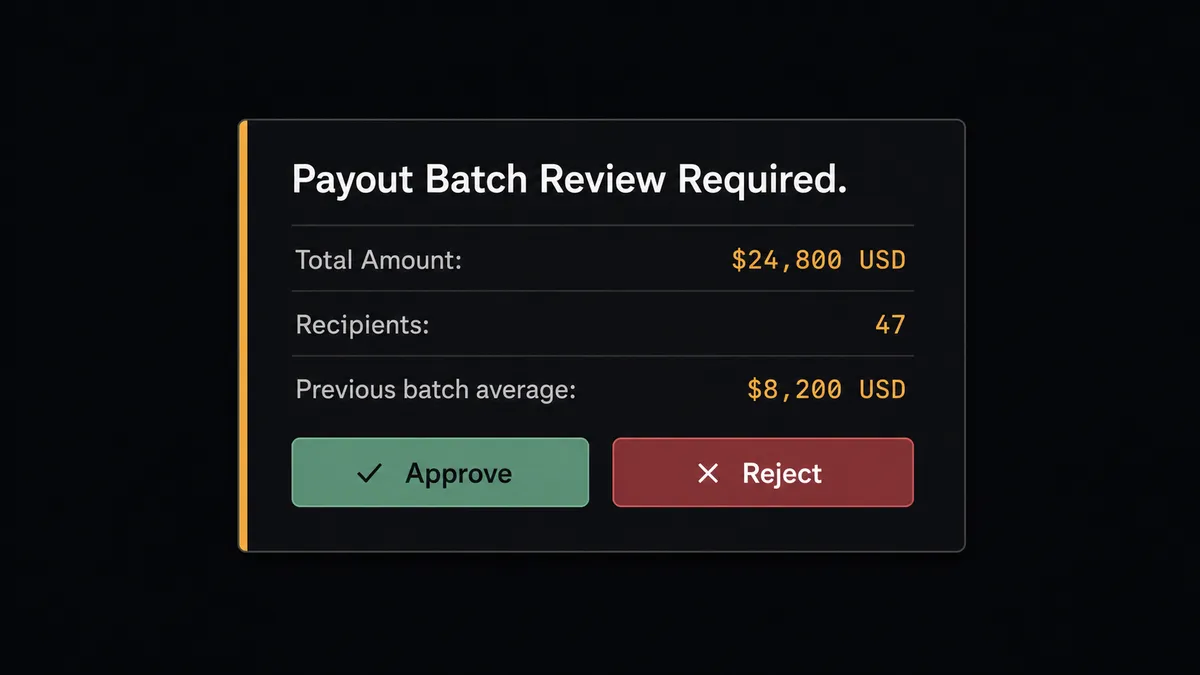 A dark Slack message card in a finance channel