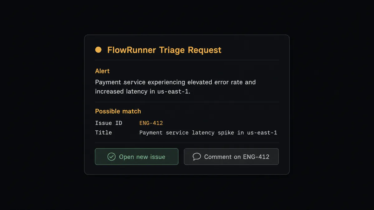 Dark Slack message card on a #0C0E12 background